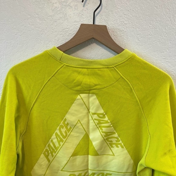 Palace Logo Slub Crew Neck Long Sleeve Pullover Sweatshirt Lime Green Small - Picture 7 of 12